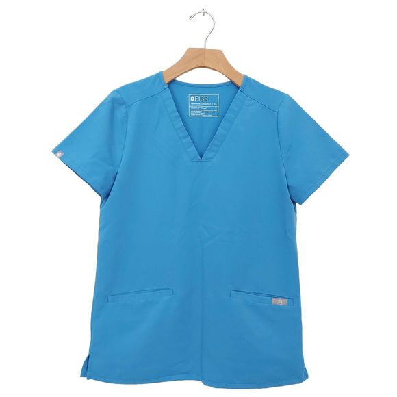 Figs Womens Scrub Top XS Blue Casma V-Neck Short Sleeve Work Uniform Utility - Picture 1 of 12